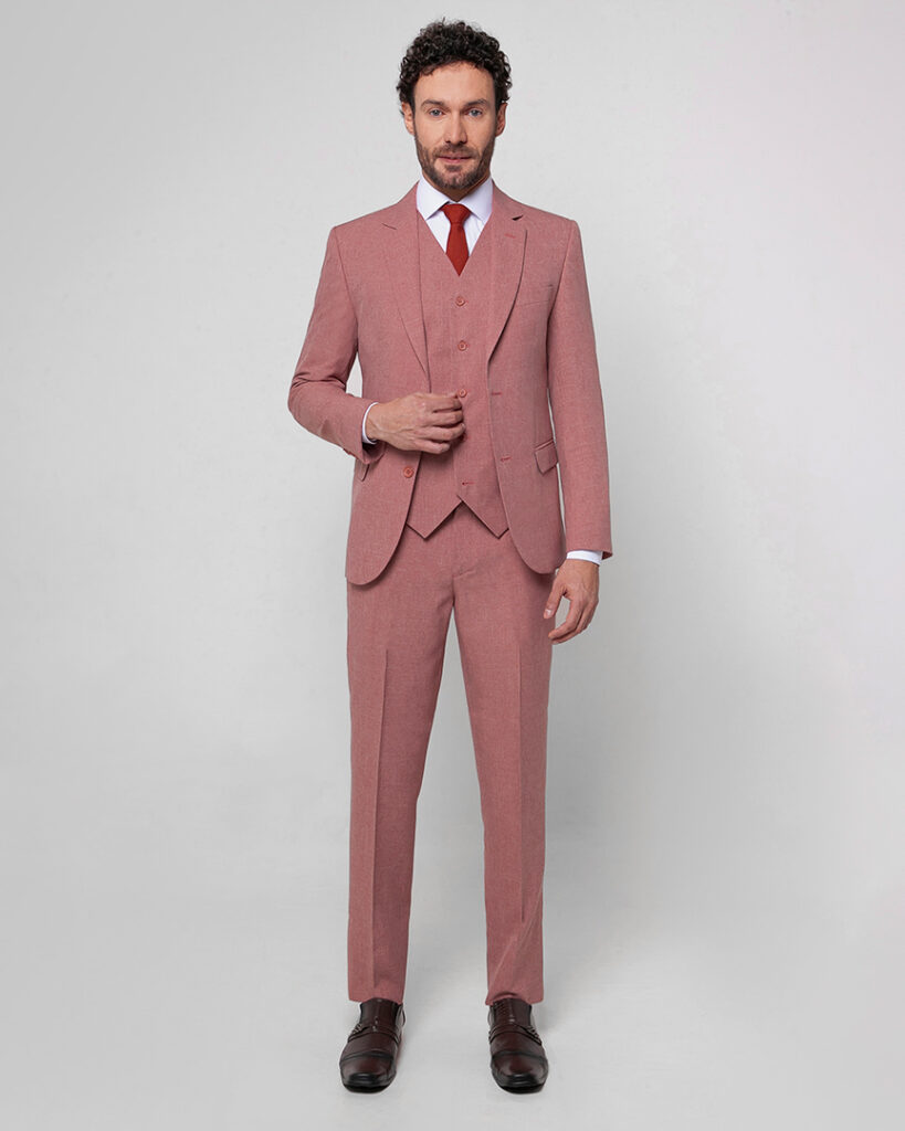 Terno Slim Fit Mescla Rose Grotto Ferreira