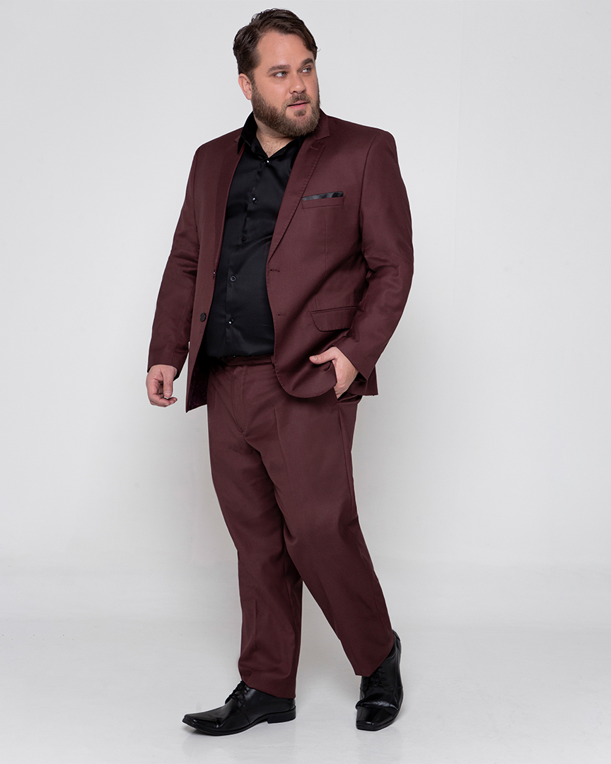 Terno Slim Fit Poliviscose Savile Vinho Plus Size Grotto Ferreira