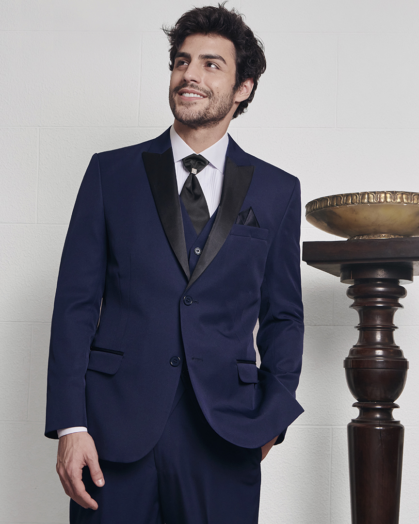 Smoking Slim Fit Gabardine Azul Marinho – Grotto Ferreira