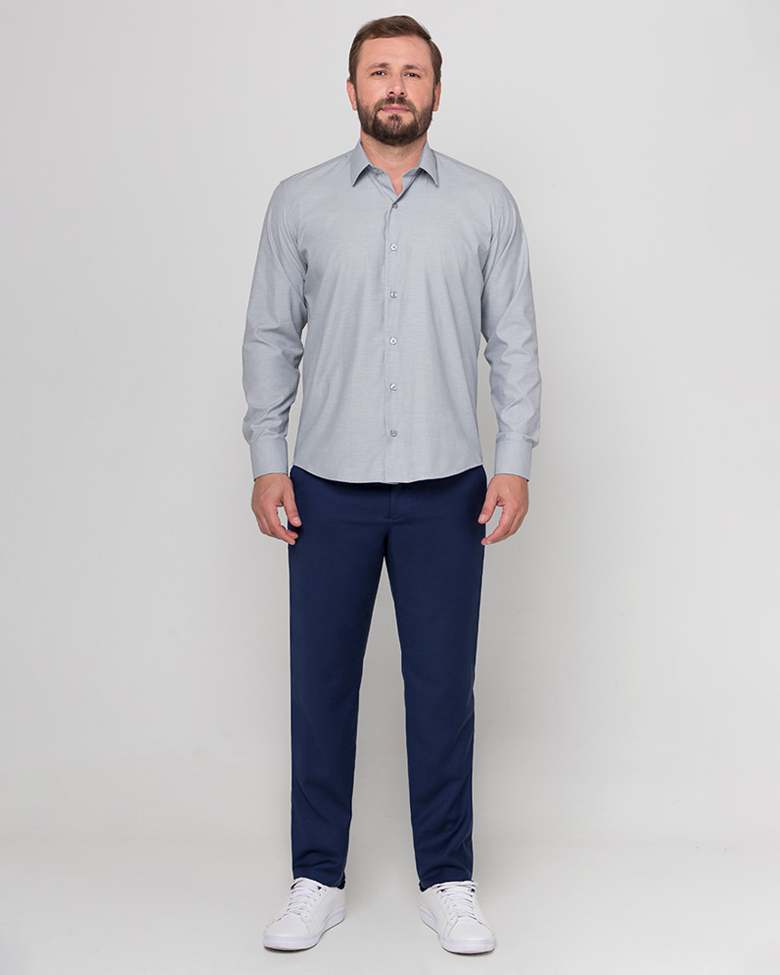 Camisa Social Cinza Azulado