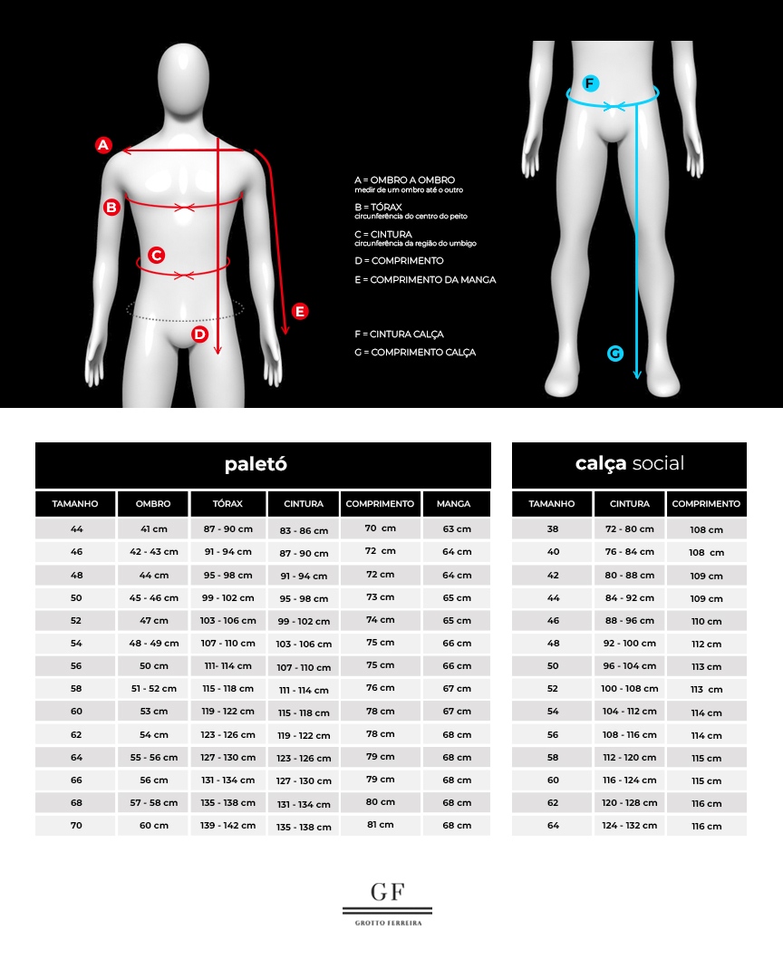 tabela de medidas grottoferreira abril-2024