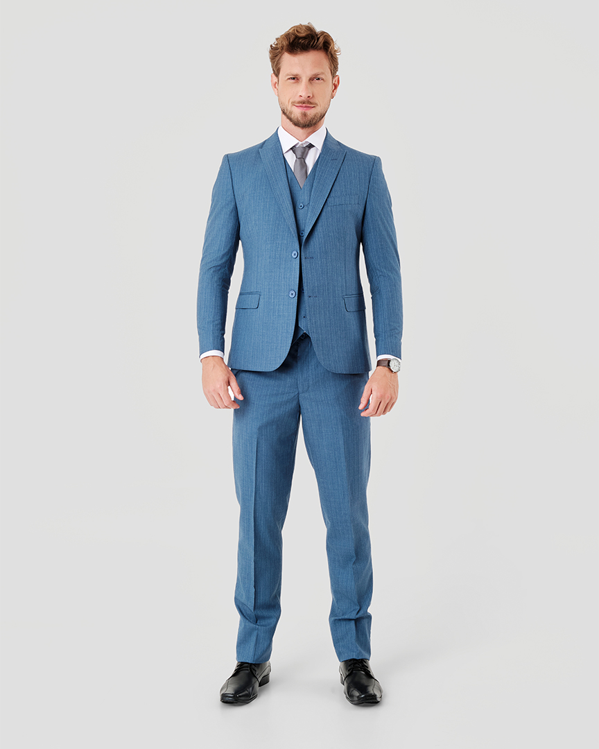 Terno Slim Fit Poliviscose Azul Jeans
