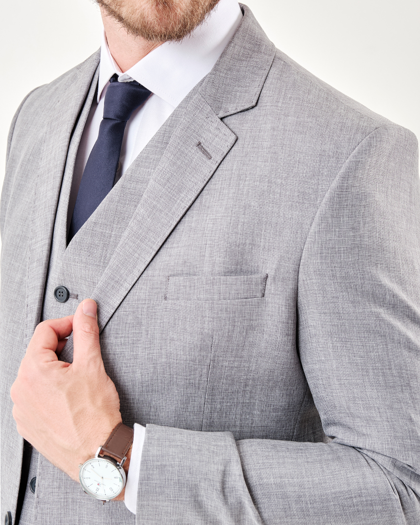 Terno Slim Fit Poliviscose Bristol Cinza GF35219