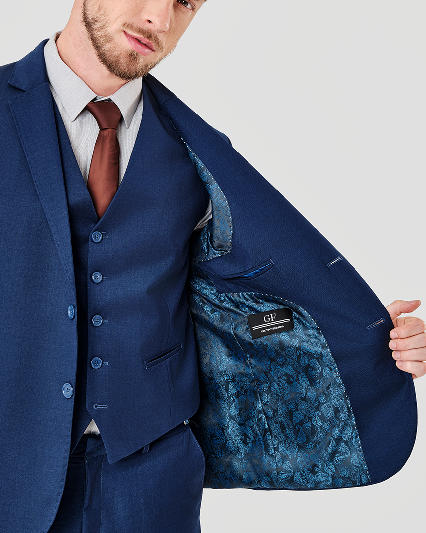 Terno Slim Fit Poliviscose Azul Royal gf35350 grotto Ferreira