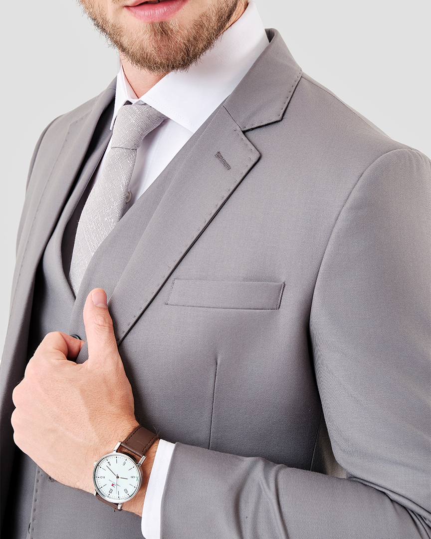 Terno Slim Fit Poliviscose Bristol Cinza GF35393