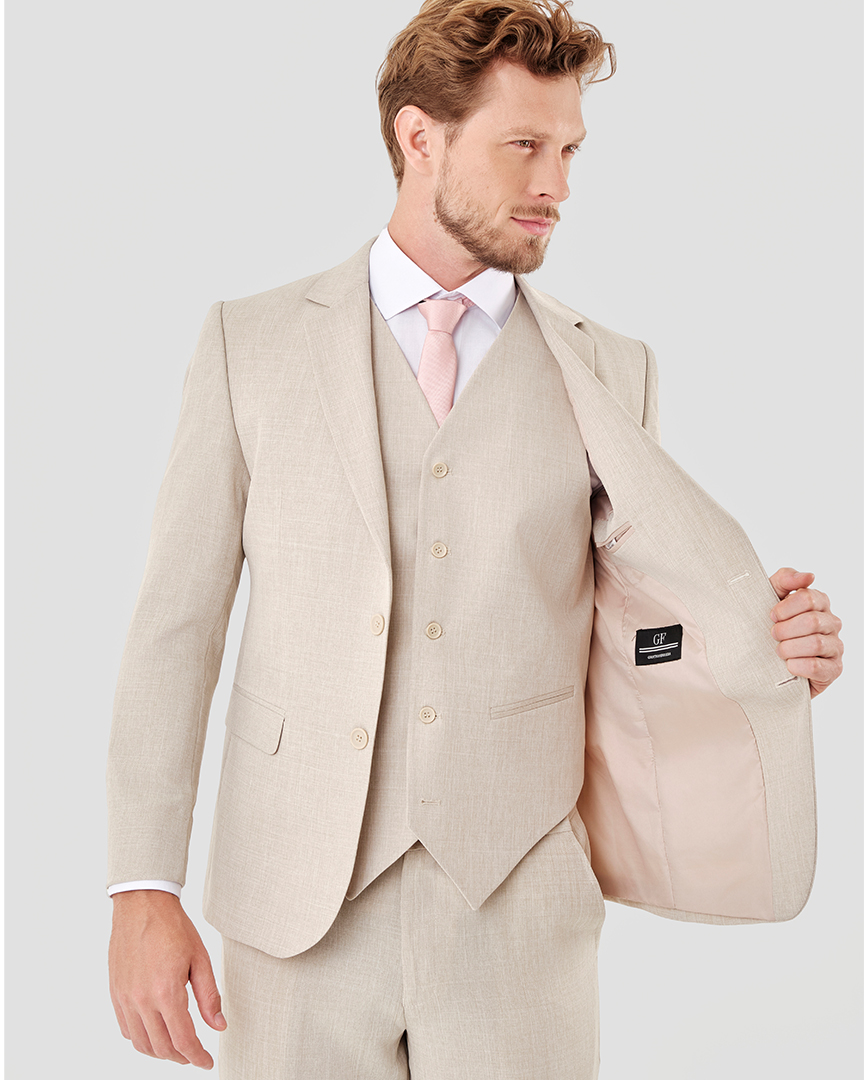 Terno Slim fit Mescla bege GF33200387 Grotto Ferreira