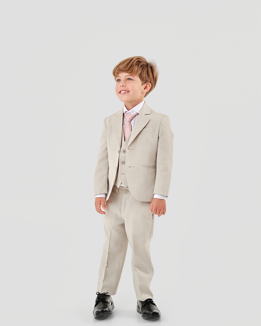 Terno Slim fit Mescla bege GF33200387 Grotto Ferreira