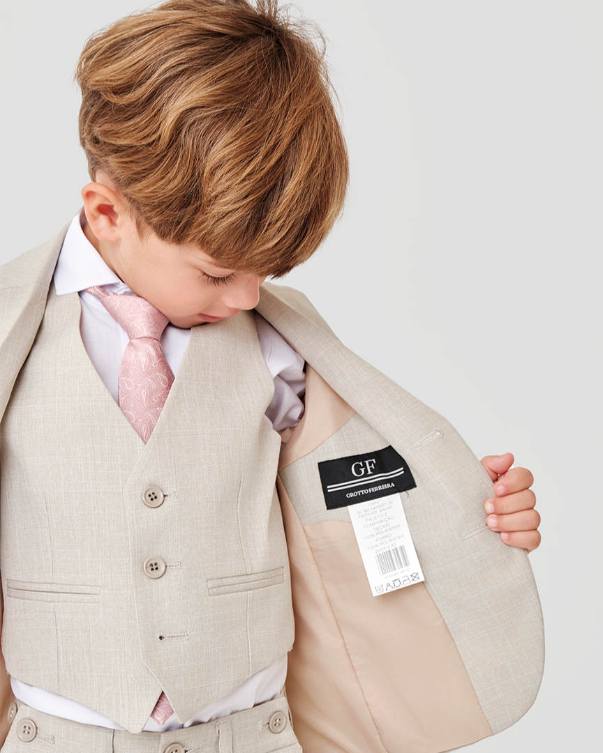 Terno Slim fit Mescla bege GF33200387 Grotto Ferreira