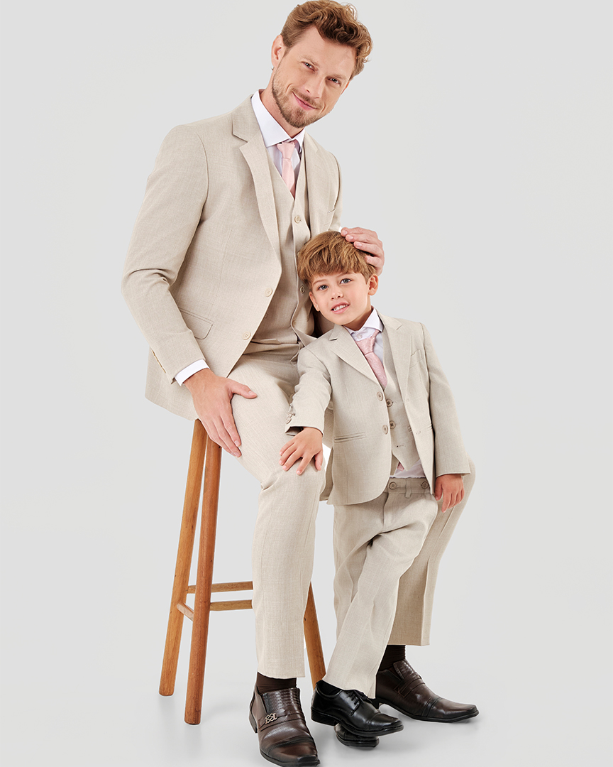 Terno Slim fit Mescla bege GF33200387 Grotto Ferreira