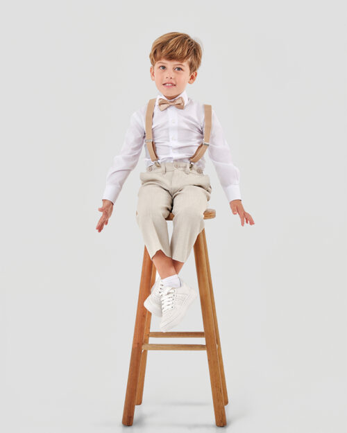 Terno Slim Fit Infantil Mescla bege GF33200387