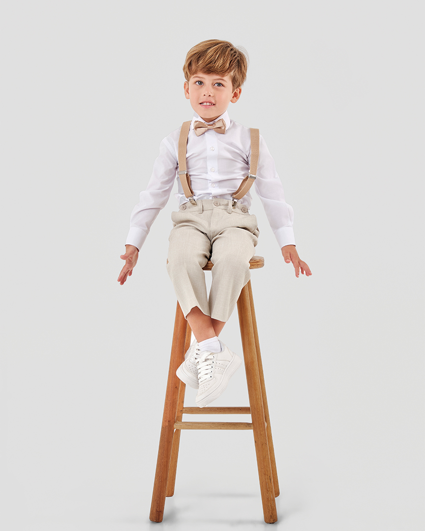 Terno Slim Fit Infantil Mescla bege GF33200387