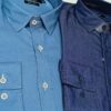 camisa jeans chambray Social Manga Longa azul ônix GF60421