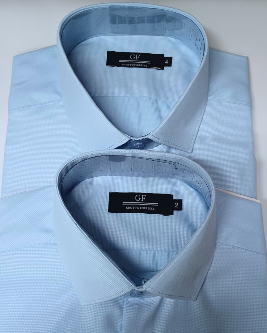 camisa Social tricoline azul de Manga Longa GF60423