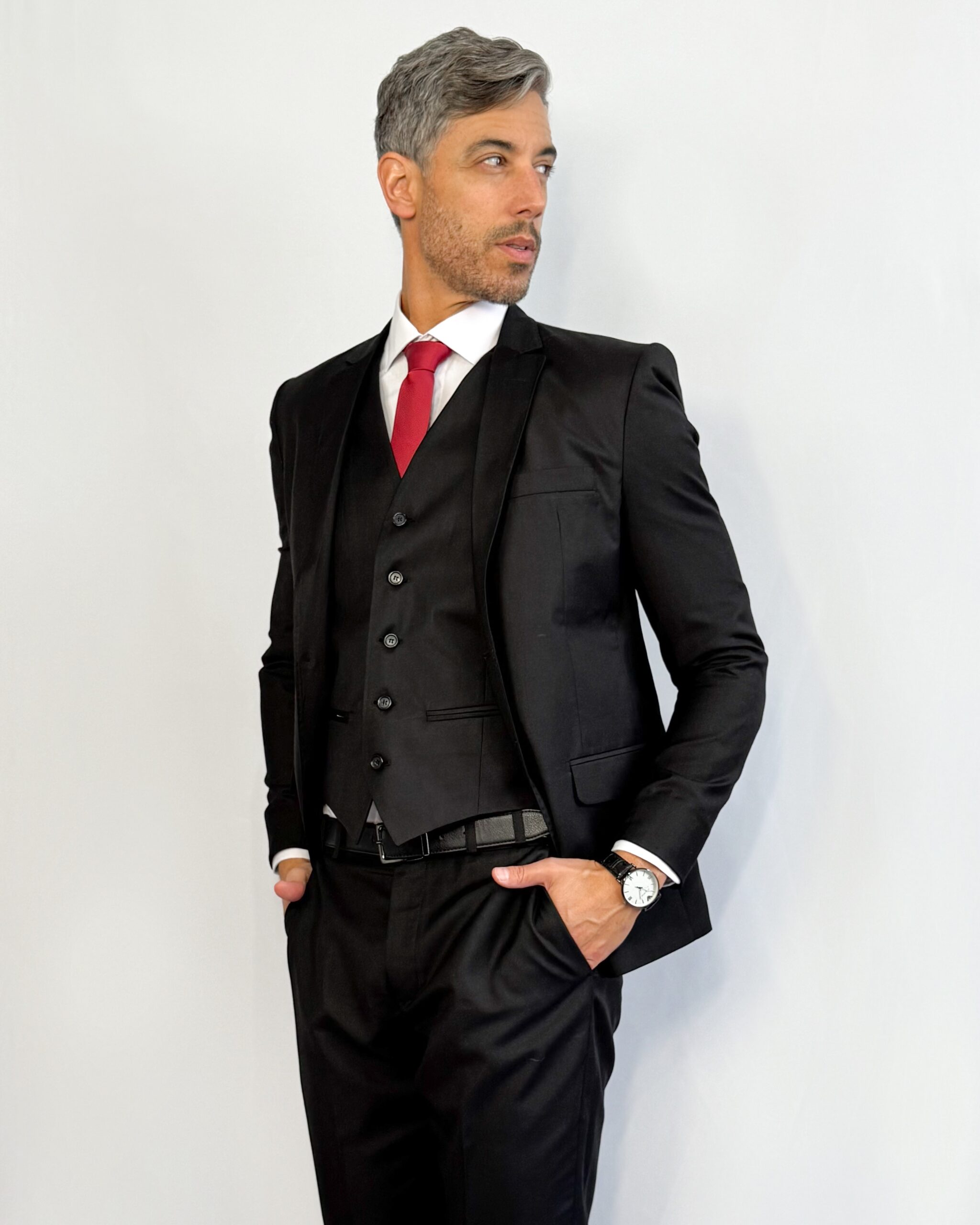 Terno Slim Fit Poliviscose Paris Preto GF35407-Grotto Ferreira