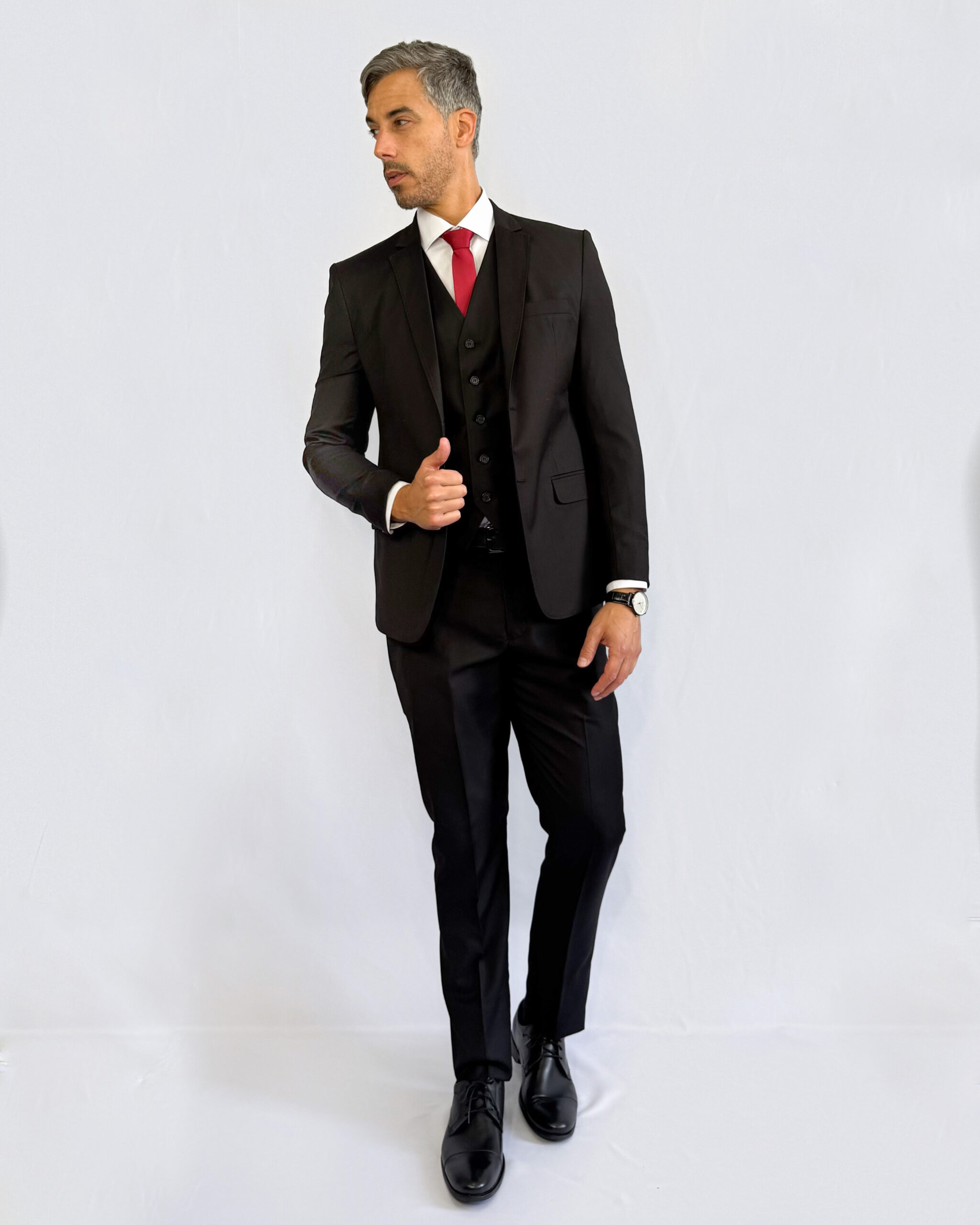 Terno Slim Fit Poliviscose Paris Preto GF35407-Grotto Ferreira
