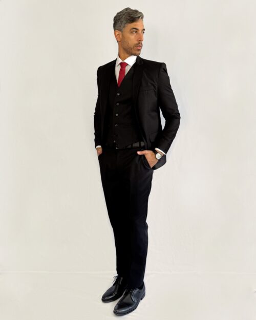 Terno Slim Fit Poliviscose Paris Preto GF35407-Grotto Ferreira