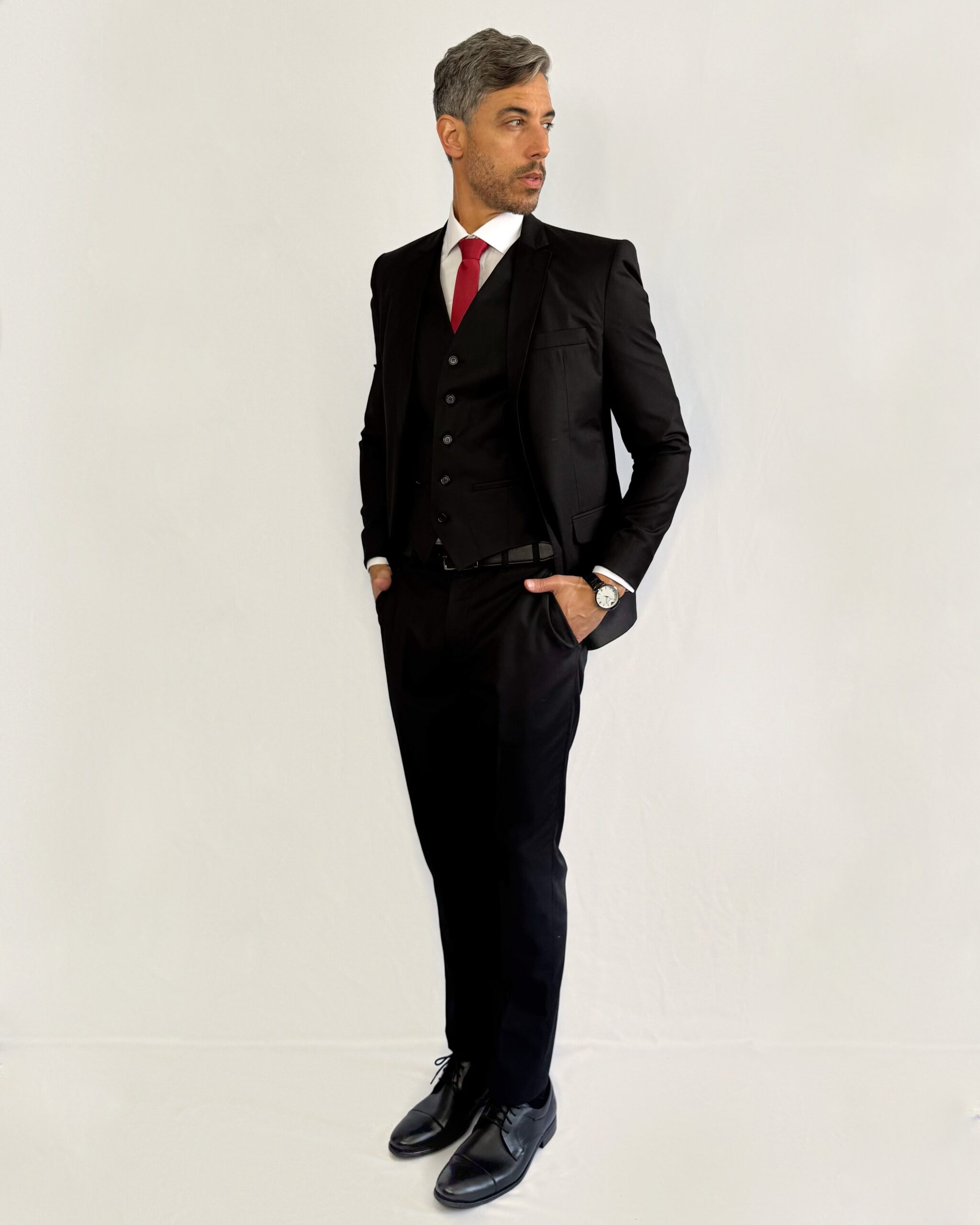 Terno Slim Fit Poliviscose Paris Preto GF35407-Grotto Ferreira