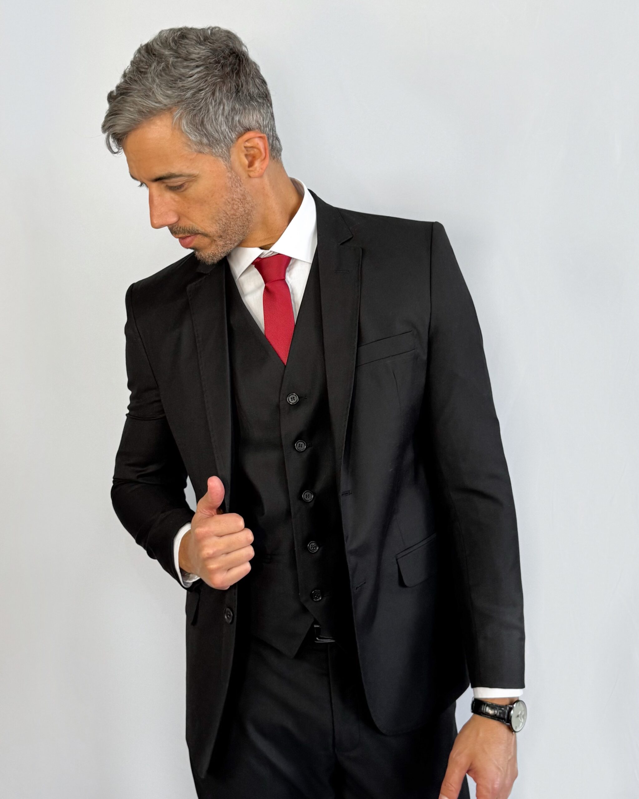 Terno Slim Fit Poliviscose Paris Preto GF35407-Grotto Ferreira