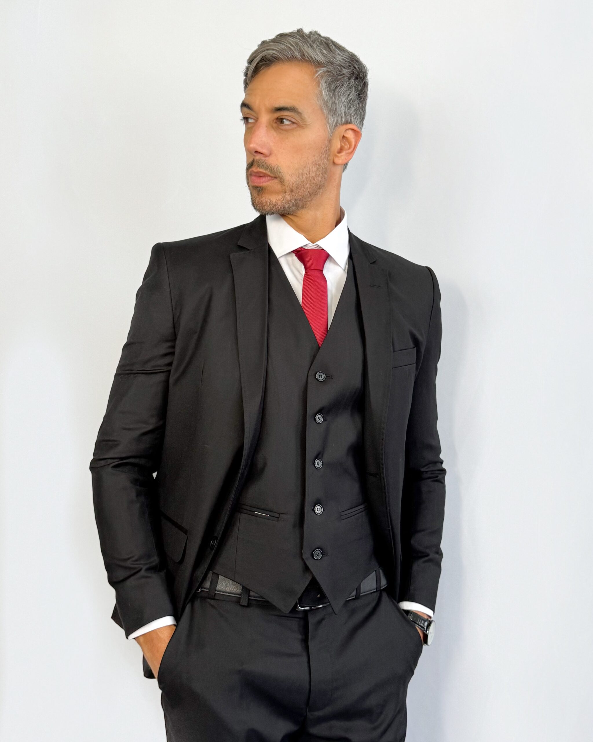 Terno Slim Fit Poliviscose Paris Preto GF35407-Grotto Ferreira