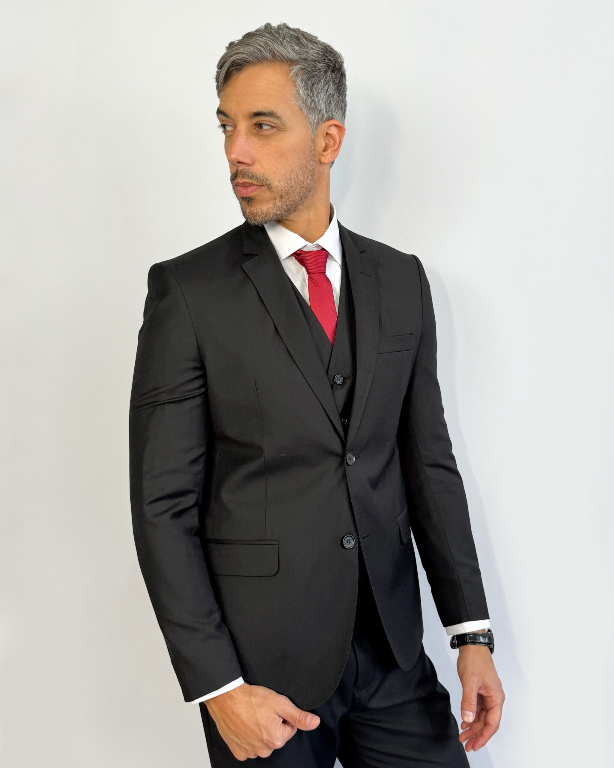 Terno Slim Fit Poliviscose Paris Preto GF35407-Grotto Ferreira