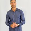camisa jeans chambray Social Manga Longa azul índigo GF60420-Grotto Ferreira
