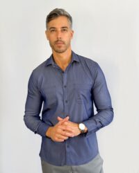 camisa jeans chambray Social Manga Longa azul índigo GF60420-Grotto Ferreira