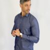 camisa jeans chambray Social Manga Longa azul índigo GF60420-Grotto Ferreira