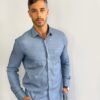 camisa jeans chambray Social Manga Longa azul ônix GF60421- Grotto Ferreira