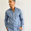 camisa jeans chambray Social Manga Longa azul ônix GF60421- Grotto Ferreira