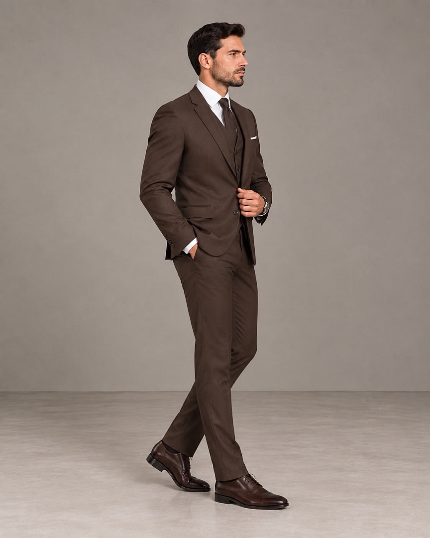 GF35443-F2 Terno Slim Fit Marrom-Chocolate GF35443-Grotto Ferreira
